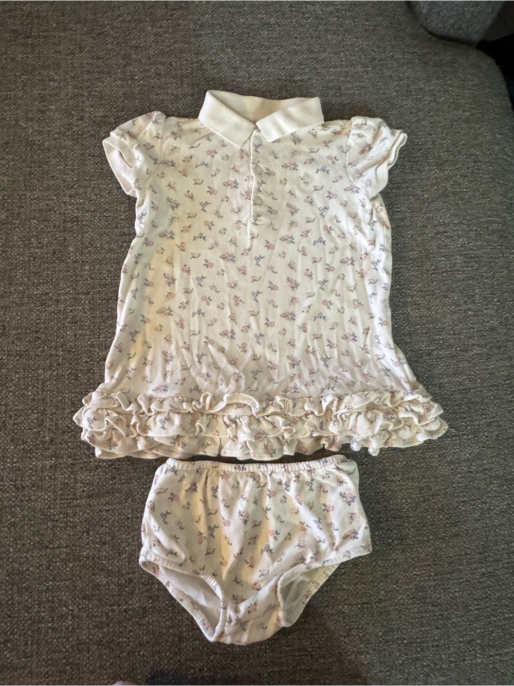 Polo by Ralph Lauren Cream Floral Polo Dress with Bloomers